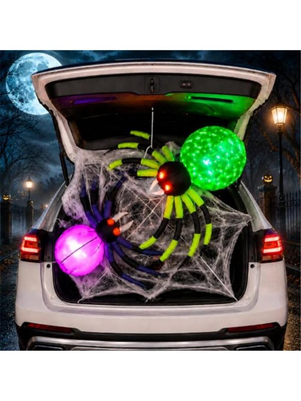 2-Piece Halloween Spider Inflatables for Car Trunk or Treat, 3.3FT & 2.8FT